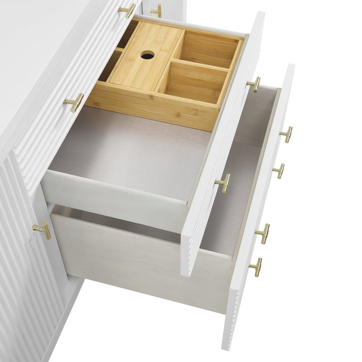 Myrrin 60" Double Vanity, Bright White w/ 3 CM Lime Delight Silestone Top