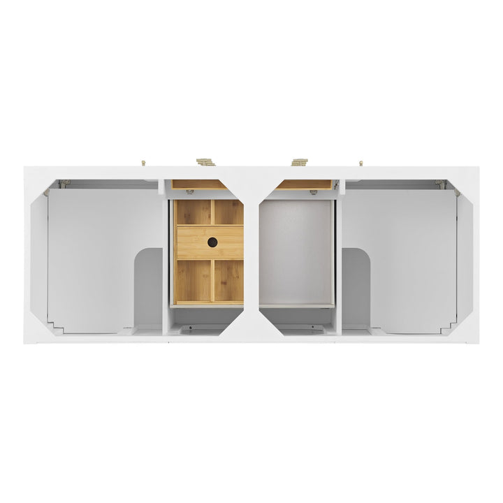 Myrrin 60" Double Vanity, Bright White w/ 3 CM Parisien Bleu Silestone Top