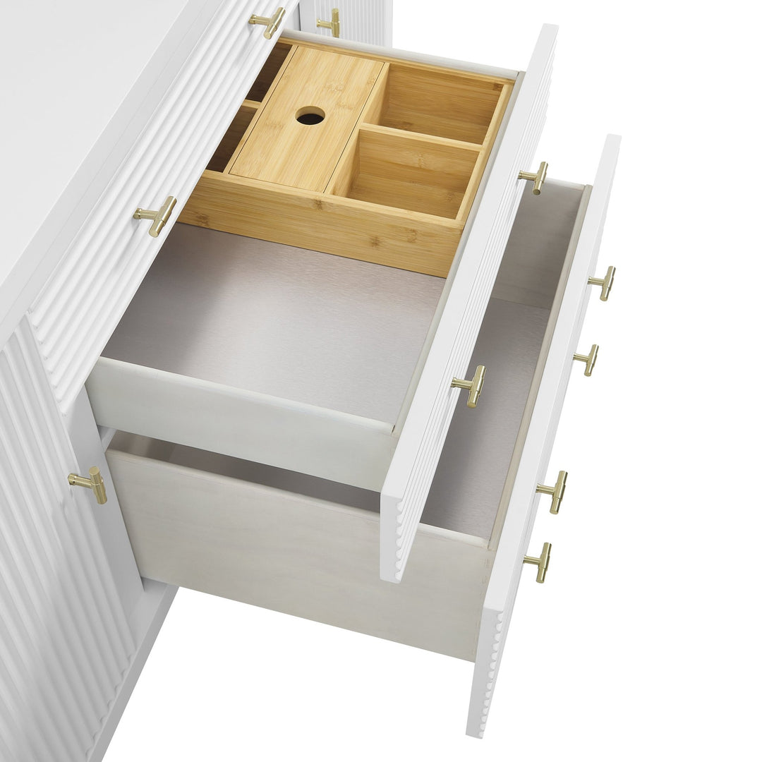 Myrrin 60" Double Vanity, Bright White w/ Single Hole 3 CM White Zeus Silestone Top & Backsplash