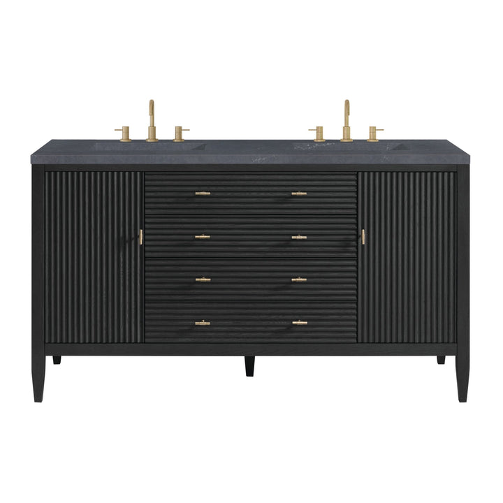 Myrrin 60" Double Vanity, Carbon Oak w/ 3 CM Charcoal Soapstone Silestone Top