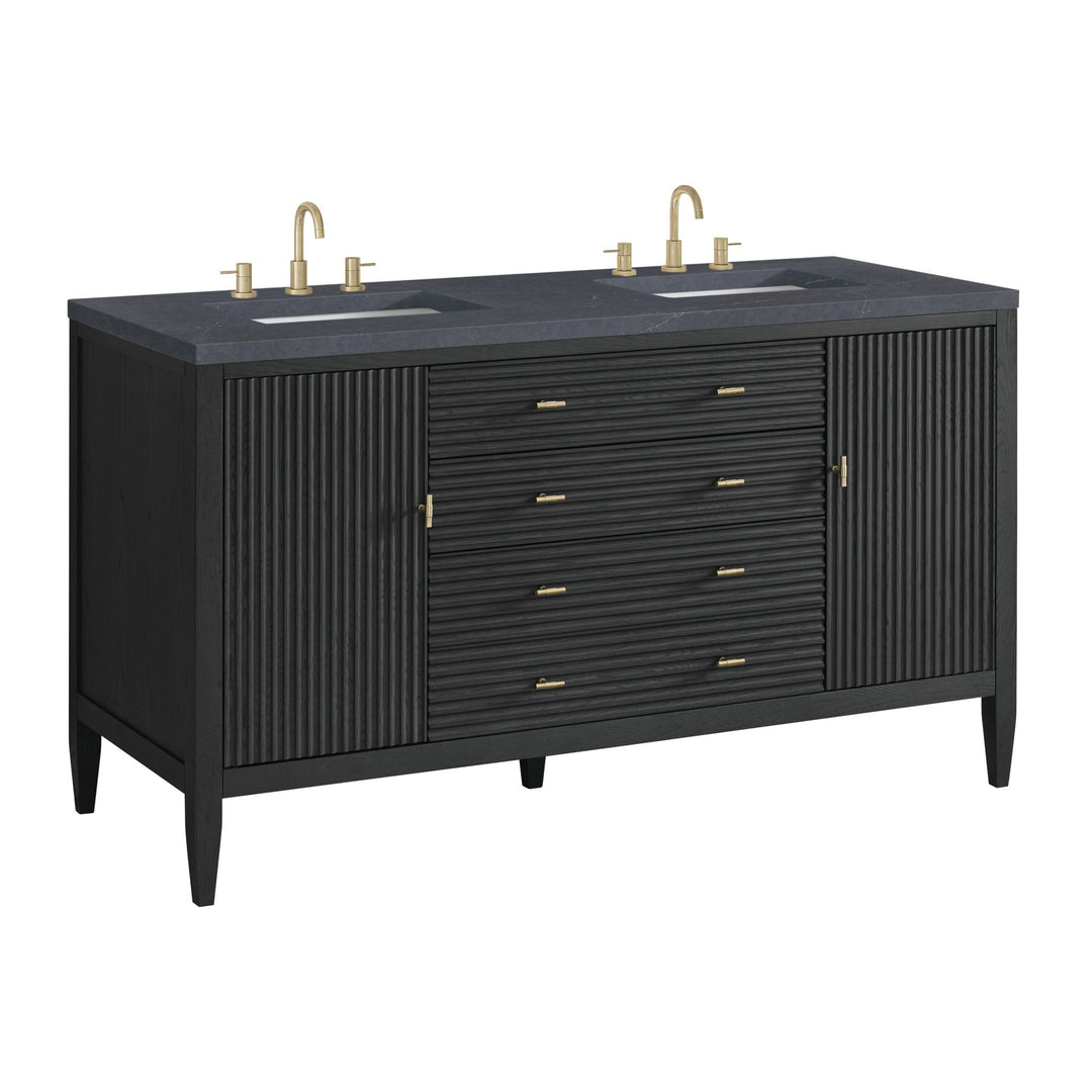 Myrrin 60" Double Vanity, Carbon Oak w/ 3 CM Charcoal Soapstone Silestone Top