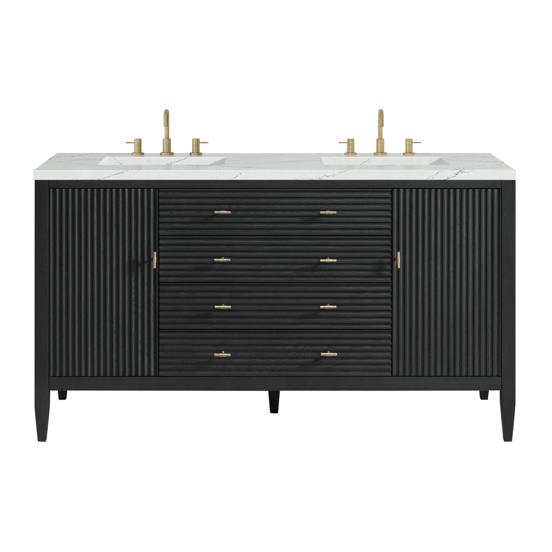 Myrrin 60" Double Vanity, Carbon Oak w/ 3 CM Ethereal Noctis Silestone Top