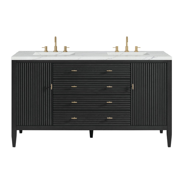 Myrrin 60" Double Vanity, Carbon Oak w/ 3 CM Ethereal Noctis Silestone Top