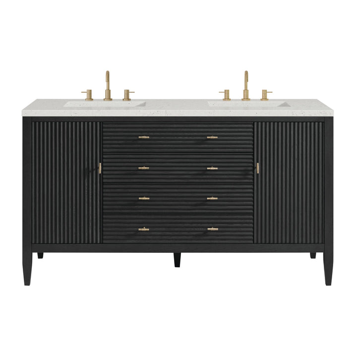 Myrrin 60" Double Vanity, Carbon Oak w/ 3 CM Lime Delight Silestone Top