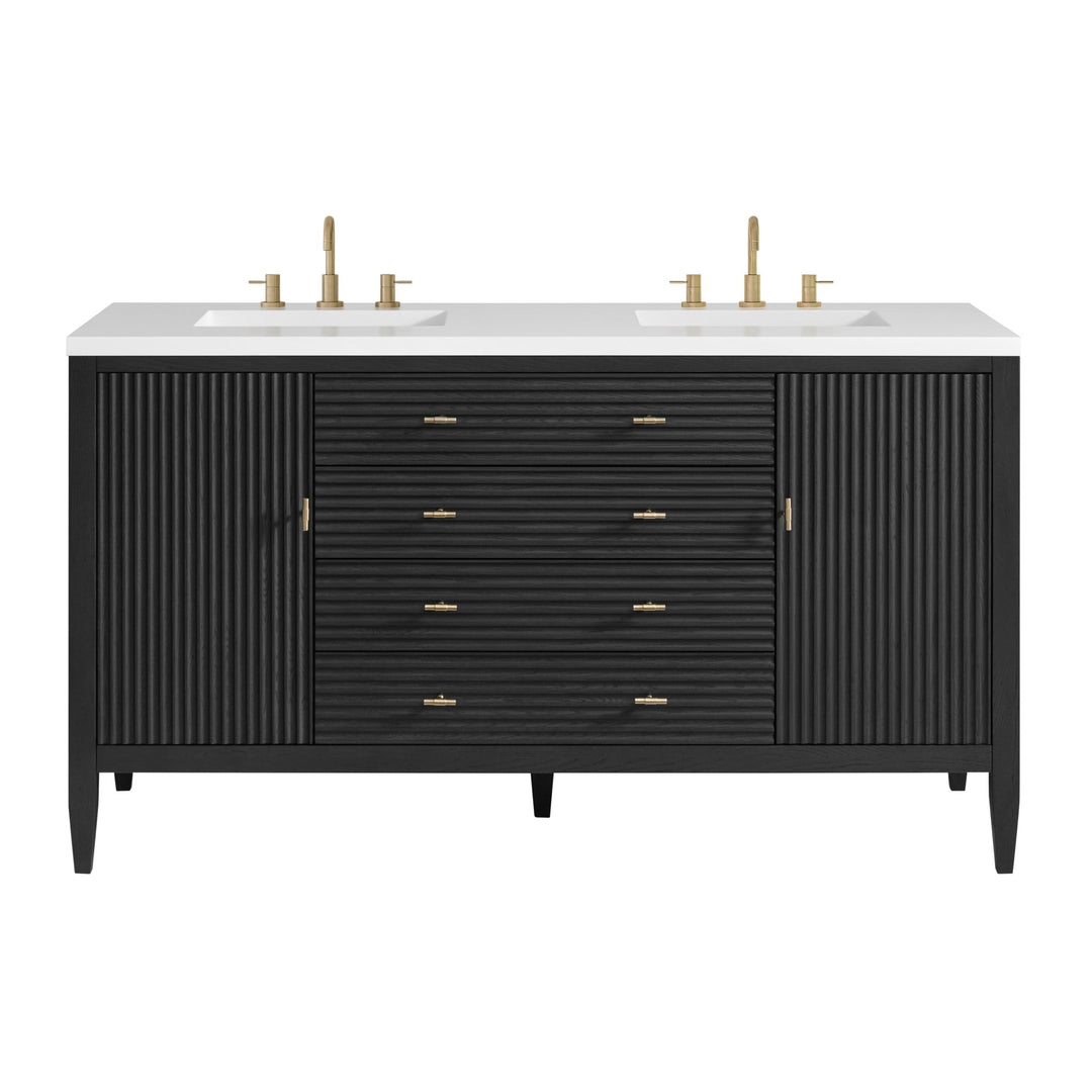 Myrrin 60" Double Vanity, Carbon Oak w/ 3 CM White Zeus Silestone Top
