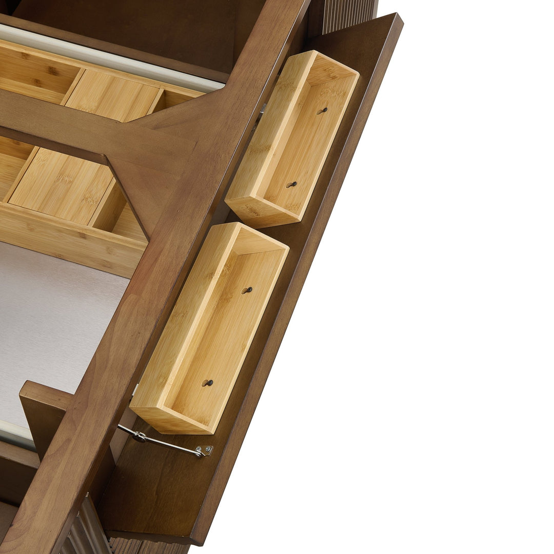 Myrrin 60" Double Vanity, Mid Century Walnut w/ 3 CM Ethereal Noctis Silestone Top w/FreePower Wireless Charger