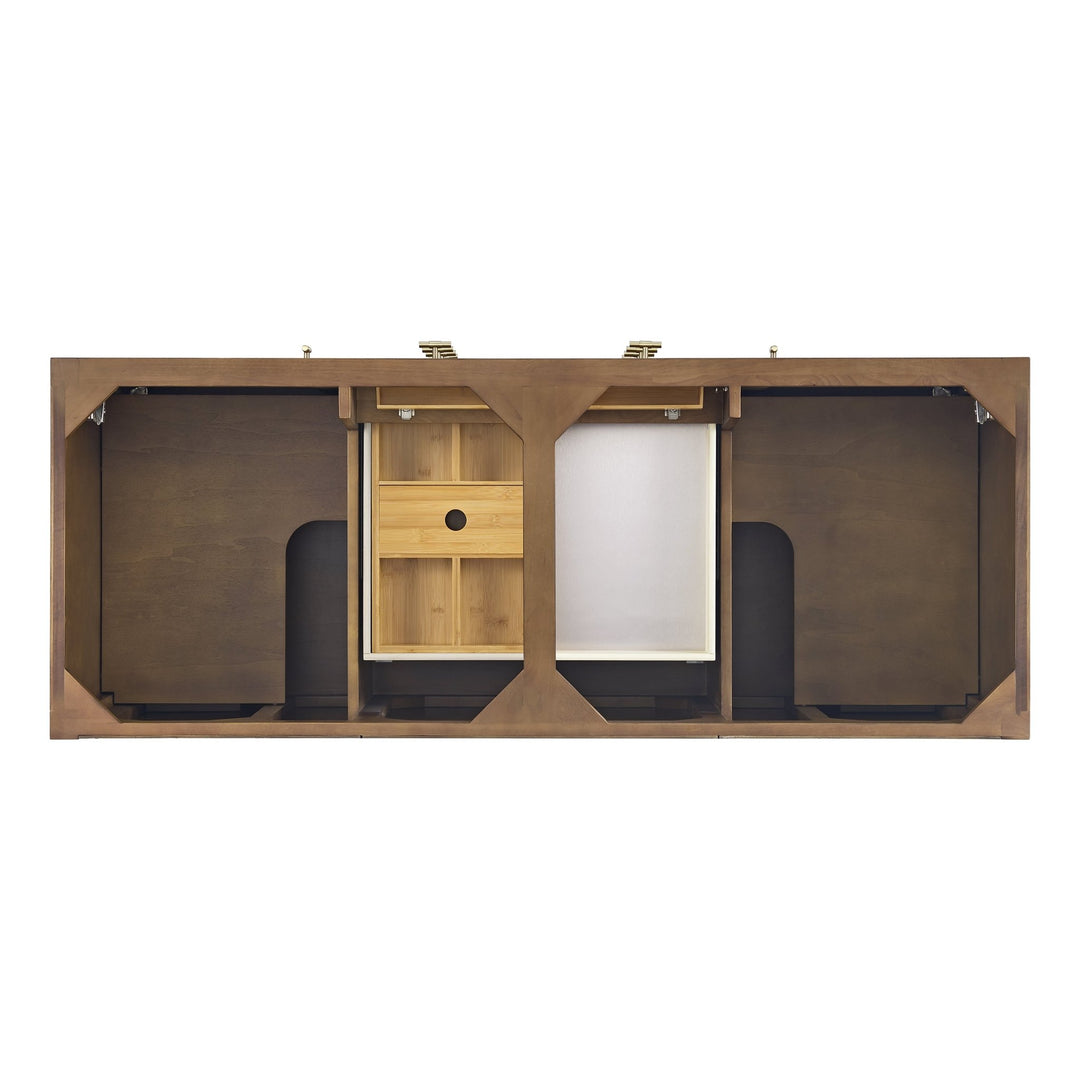 Myrrin 60" Double Vanity, Mid Century Walnut w/ 3 CM Lime Delight Silestone Top