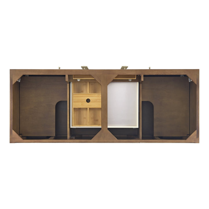 Myrrin 60" Double Vanity, Mid Century Walnut w/ 3 CM Victorian Silver Silestone Top