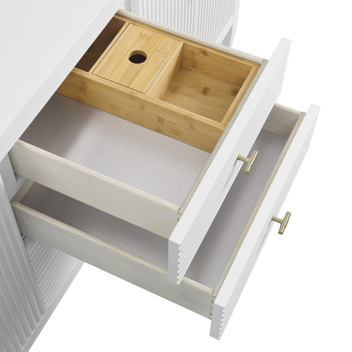 Myrrin 72" Double Vanity, Bright White w/ 3 CM Arctic Fall Solid Surface Top