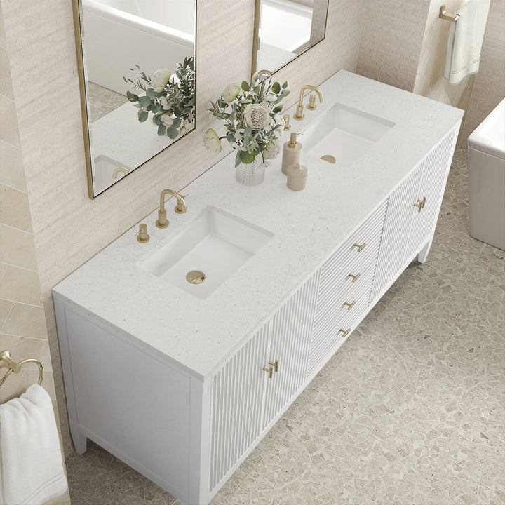 Myrrin 72" Double Vanity, Bright White w/ 3 CM Lime Delight Silestone Top