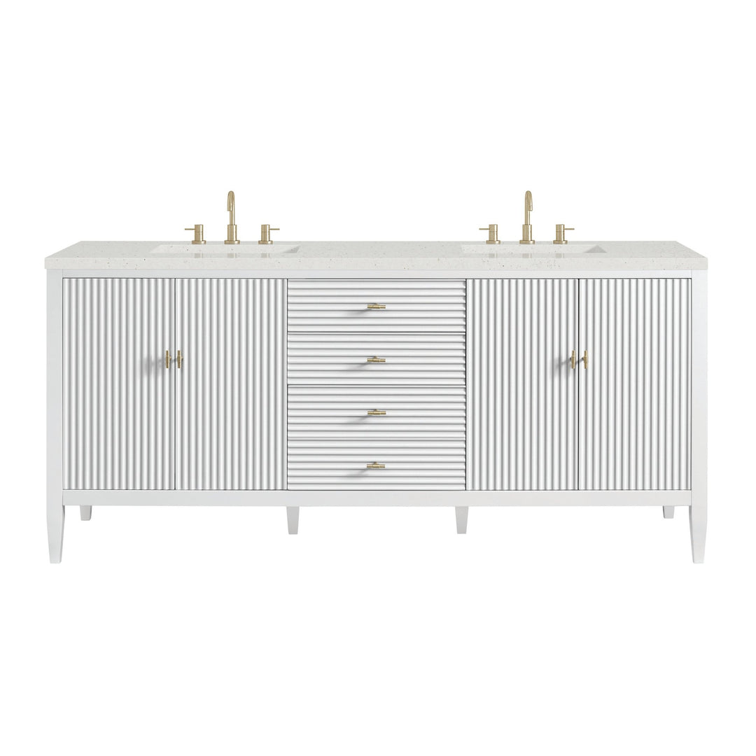 Myrrin 72" Double Vanity, Bright White w/ 3 CM Lime Delight Silestone Top