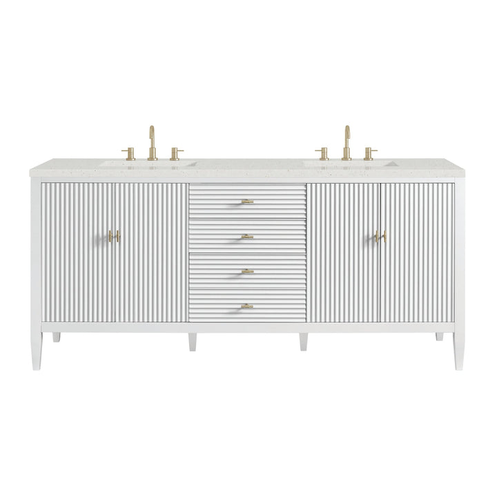 Myrrin 72" Double Vanity, Bright White w/ 3 CM Lime Delight Silestone Top