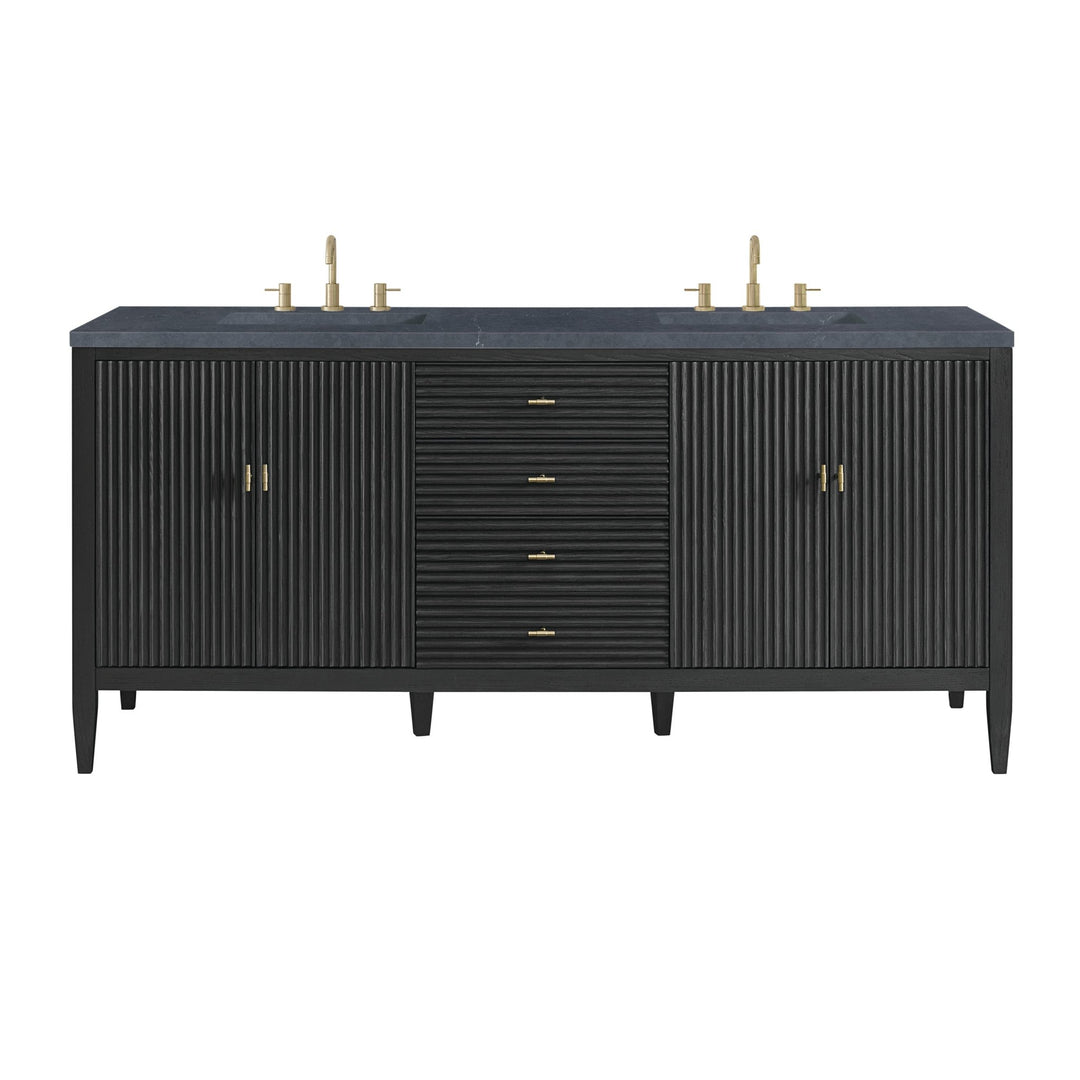 Myrrin 72" Double Vanity, Carbon Oak w/ 3 CM Charcoal Soapstone Silestone Top