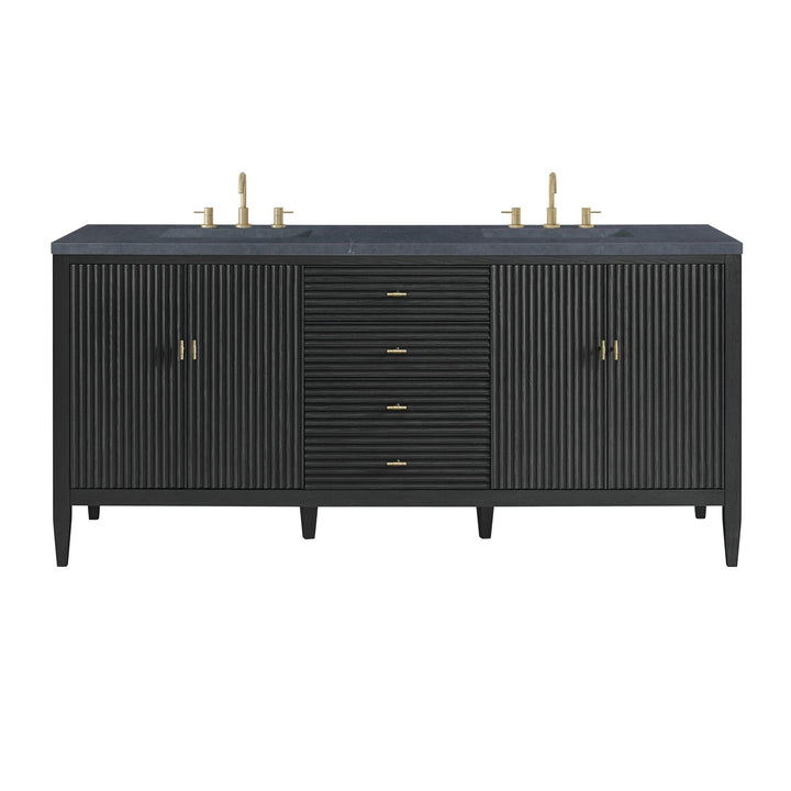 Myrrin 72" Double Vanity, Carbon Oak w/ 3 CM Charcoal Soapstone Silestone Top