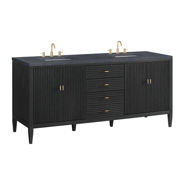 Myrrin 72" Double Vanity, Carbon Oak w/ 3 CM Charcoal Soapstone Silestone Top