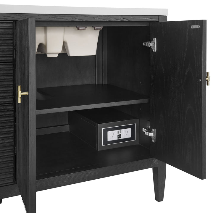 Myrrin 72" Double Vanity, Carbon Oak w/ 3 CM Parisien Bleu Silestone Top