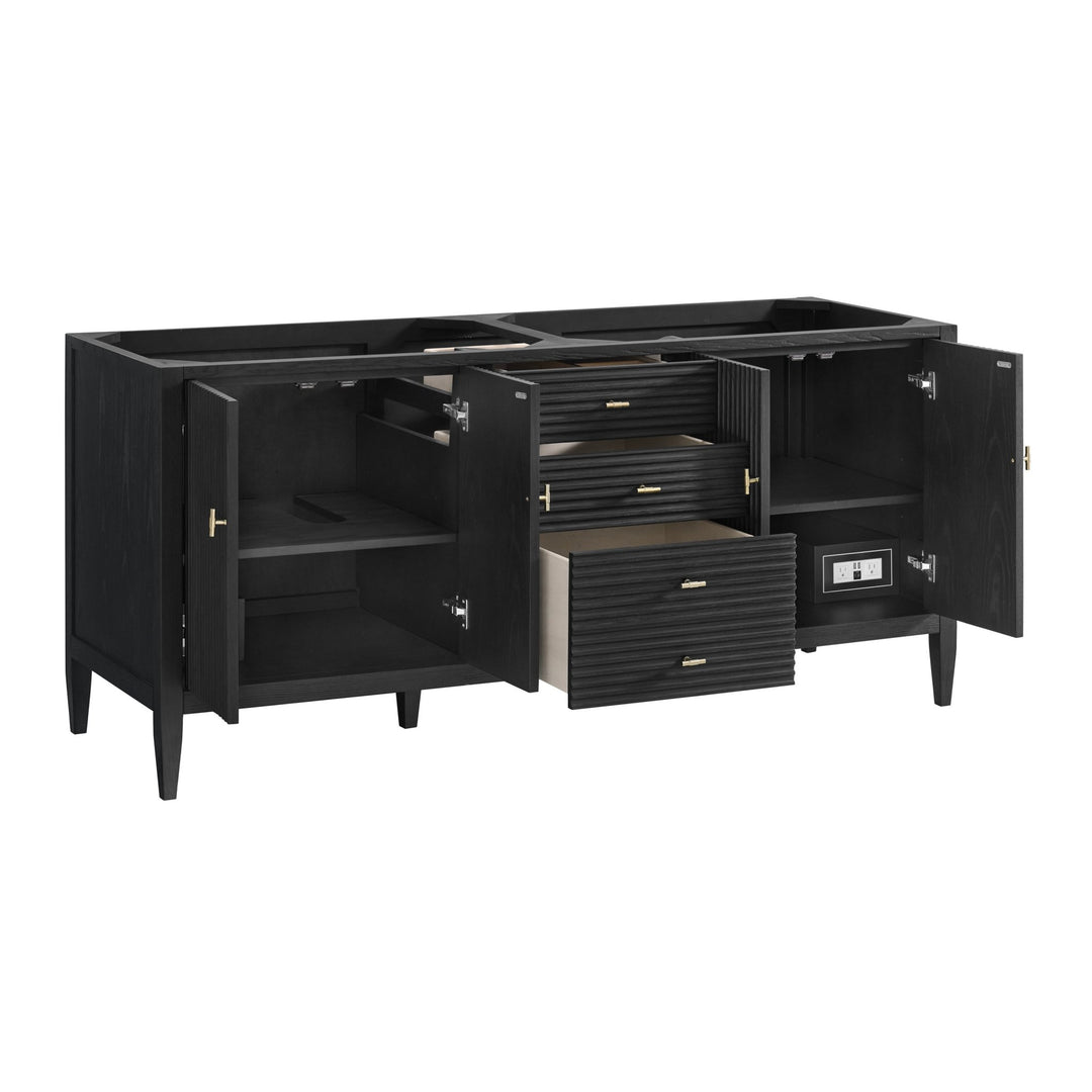 Myrrin 72" Double Vanity, Carbon Oak w/ 3 CM Victorian Silver Silestone Top