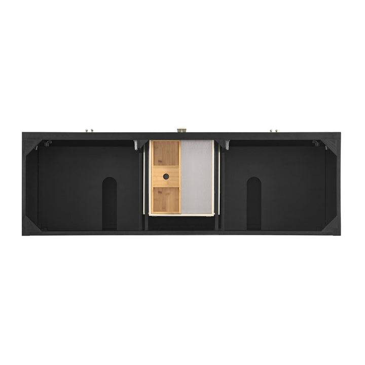 Myrrin 72" Double Vanity, Carbon Oak w/ 3 CM Victorian Silver Silestone Top w/FreePower Wireless Charger