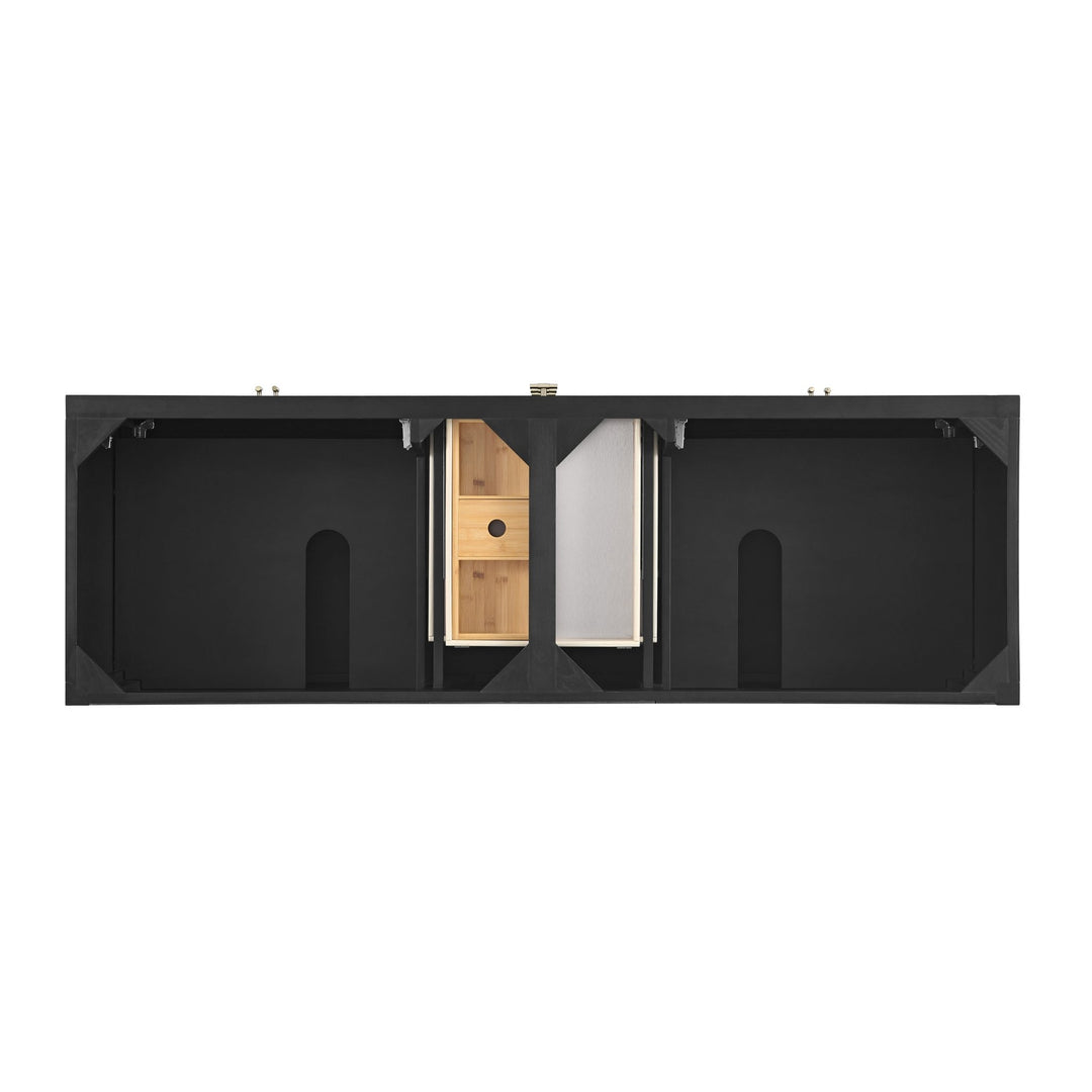 Myrrin 72" Double Vanity, Carbon Oak w/ 3 CM White Zeus Silestone Top