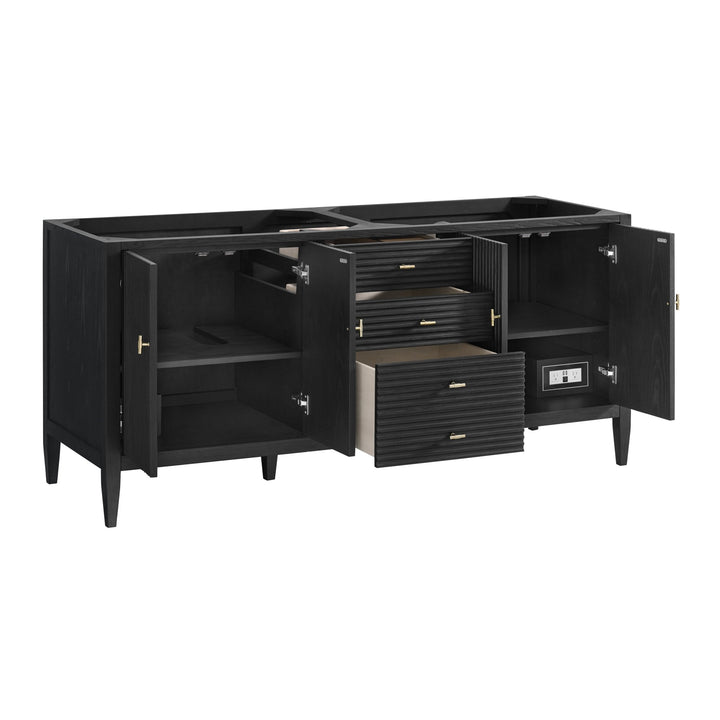 Myrrin 72" Double Vanity, Carbon Oak w/ 3 CM White Zeus Silestone Top