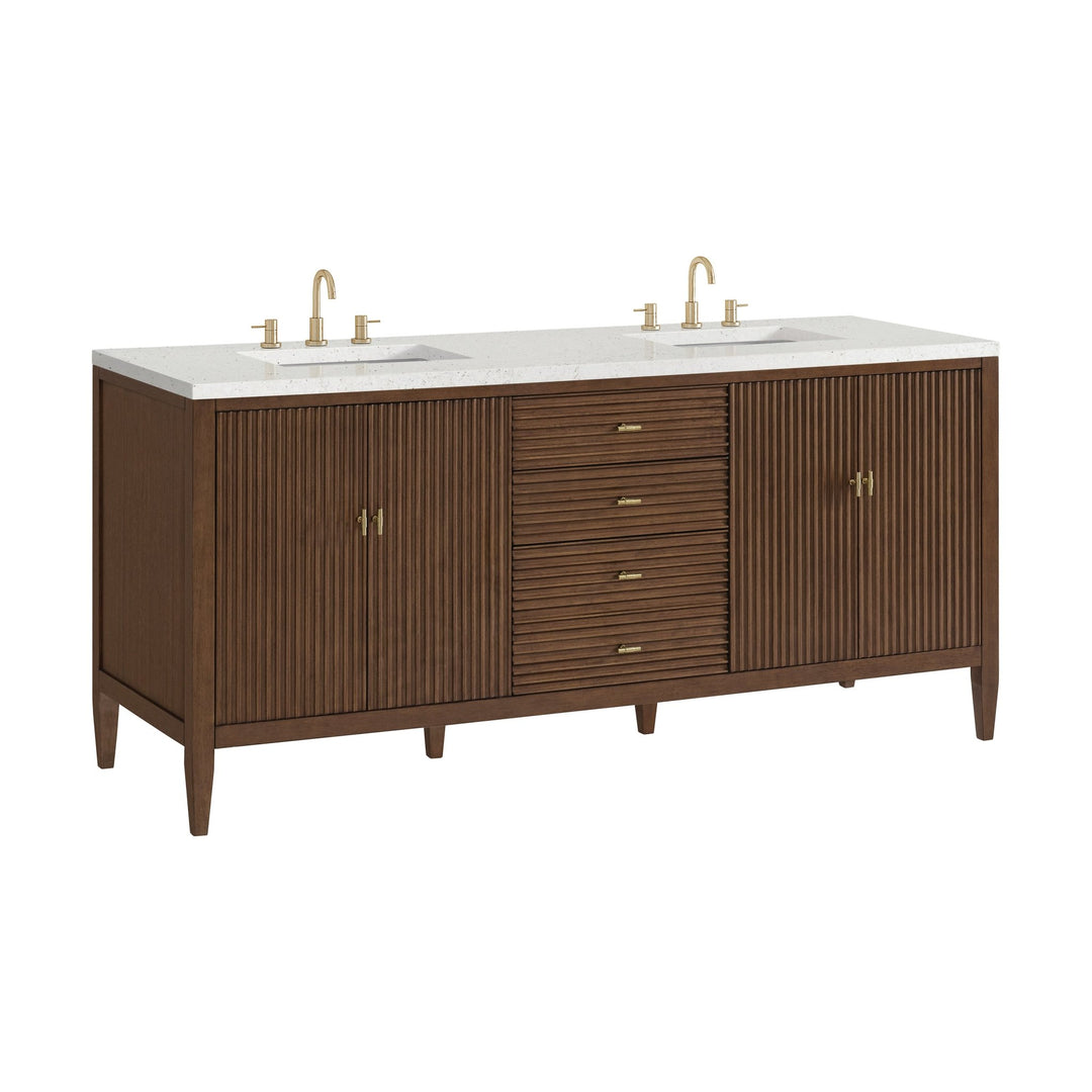 Myrrin 72" Double Vanity, Mid Century Walnut w/ 3 CM Lime Delight Silestone Top