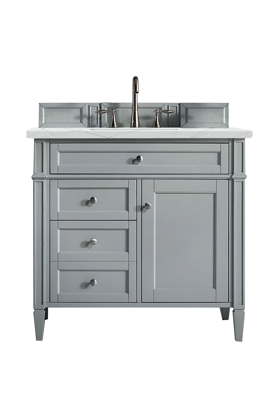 Brittany 36" Single Vanity, Urban Gray w/ 3 CM Ethereal Noctis Silestone Top