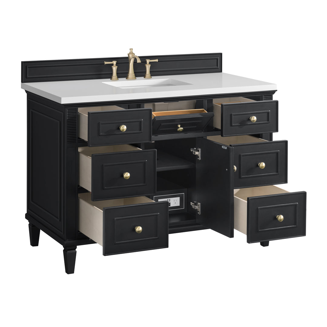 Lorelai 48" Single Vanity, Black Onyx w/ 3 CM White Zeus Silestone Top