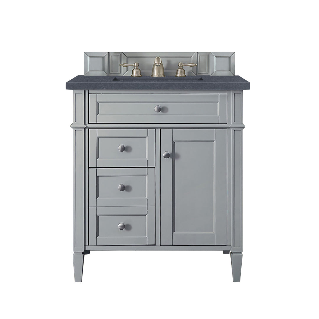 Brittany 30" Single Vanity, Urban Gray, w/ 3 CM Charcoal Soapstone Silestone Top