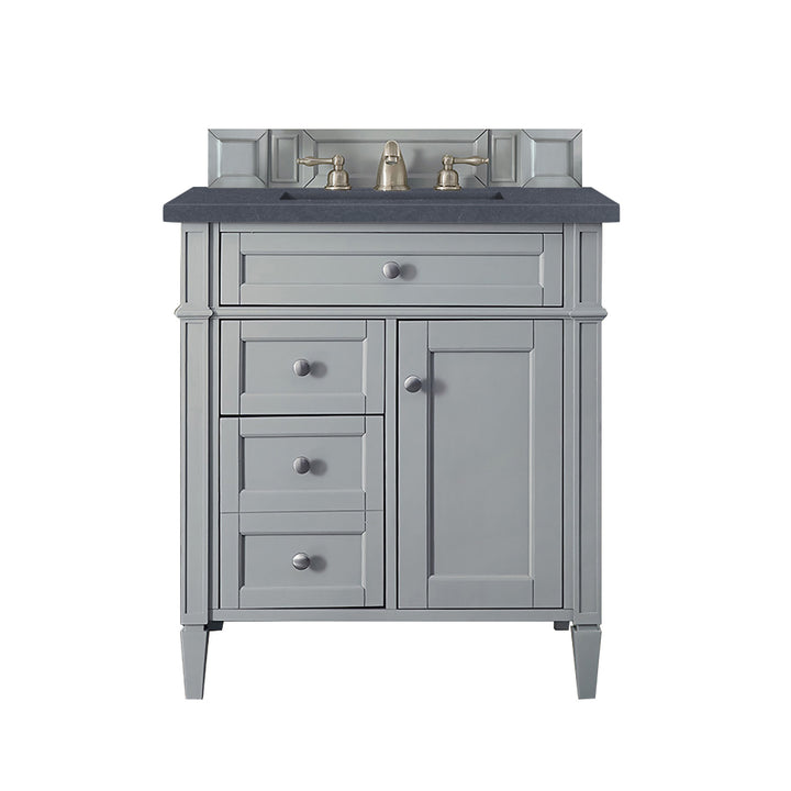 Brittany 30" Single Vanity, Urban Gray, w/ 3 CM Charcoal Soapstone Silestone Top