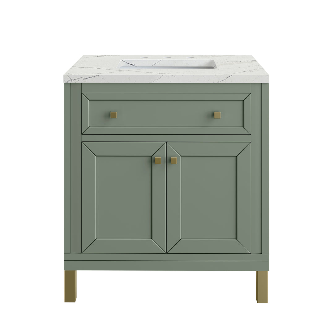 Chicago 30" Single Vanity, Smokey Celadon, w/ 3 CM Ethereal Noctis Silestone® Top