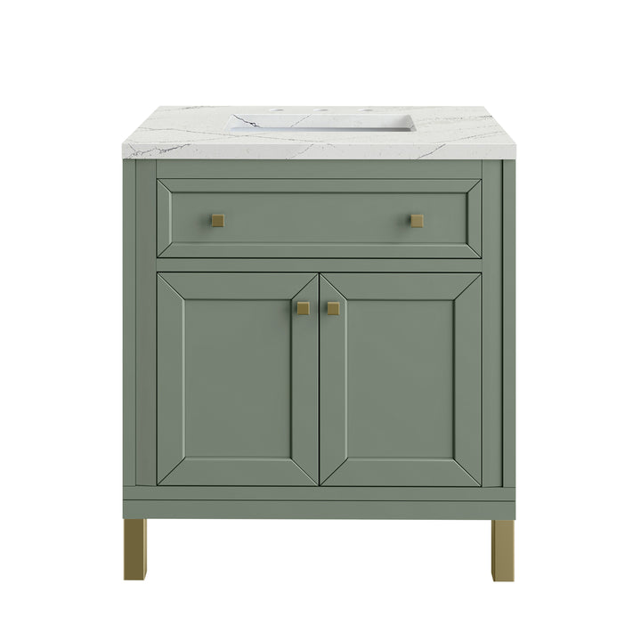 Chicago 30" Single Vanity, Smokey Celadon, w/ 3 CM Ethereal Noctis Silestone® Top