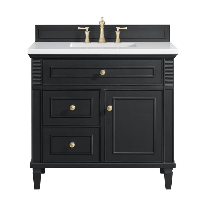 Lorelai 36" Single Vanity, Black Onyx w/ 3 CM White Zeus Silestone Top