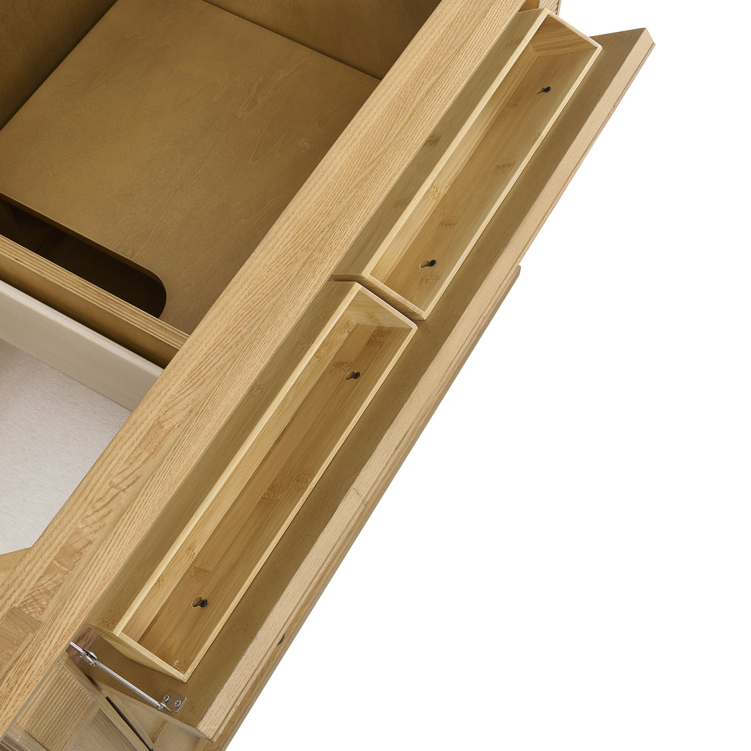 Lorelai 36" Single Vanity, Light Natural Oak w/ 3 CM Eternal Jasmine Pearl Silestone Top