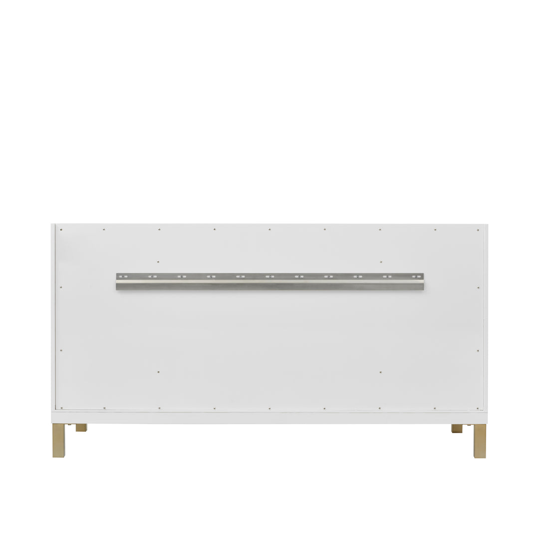 Chicago 60" Single Vanity, Glossy White, w/ Single Hole 3CM White Zeus Silestone® Top & Backsplash