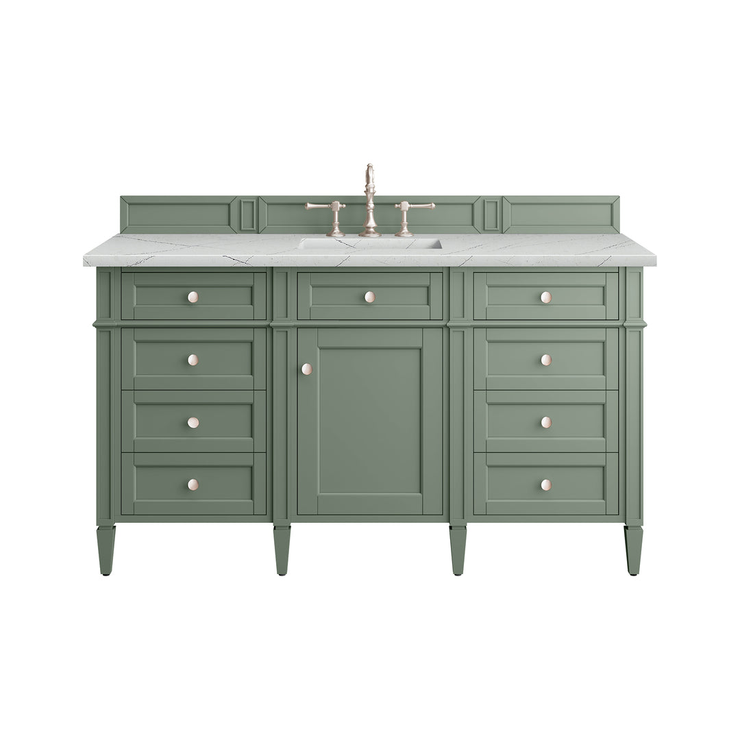 Brittany 60" Single Vanity, Smokey Celadon w/ 3 CM Ethereal Noctis Top w/FreePower Wireless Charger