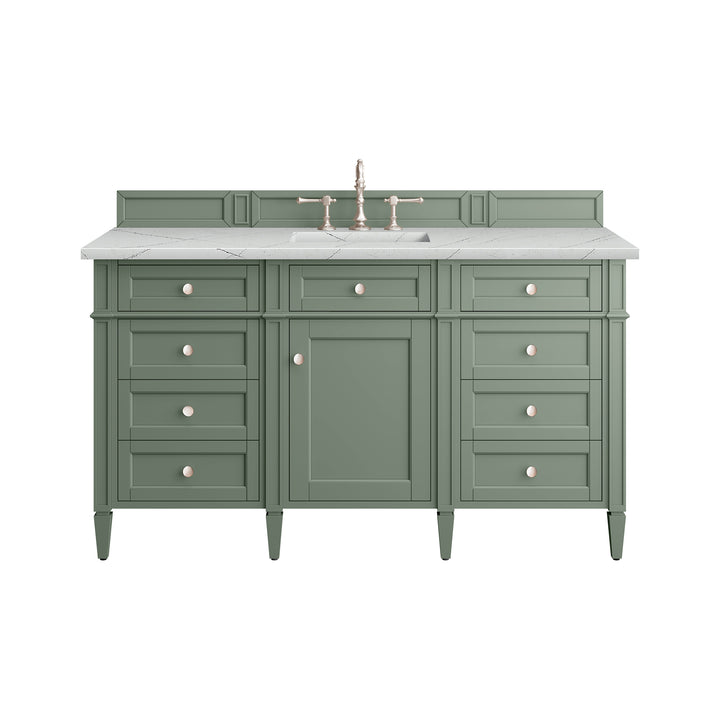 Brittany 60" Single Vanity, Smokey Celadon w/ 3 CM Ethereal Noctis Top w/FreePower Wireless Charger