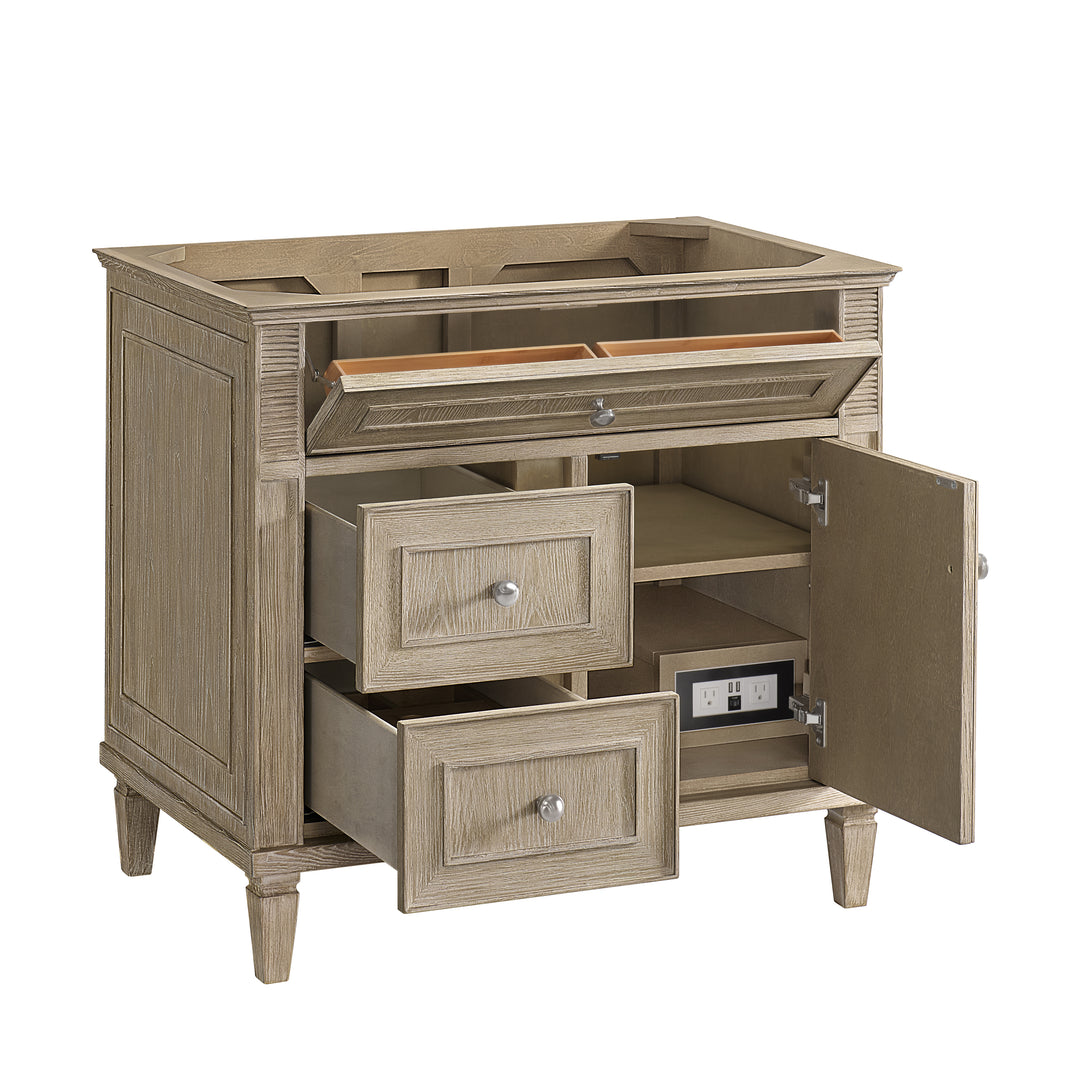 Lorelai 36" Single Vanity, Whitewashed Oak w/ 3 CM White Zeus Silestone Top