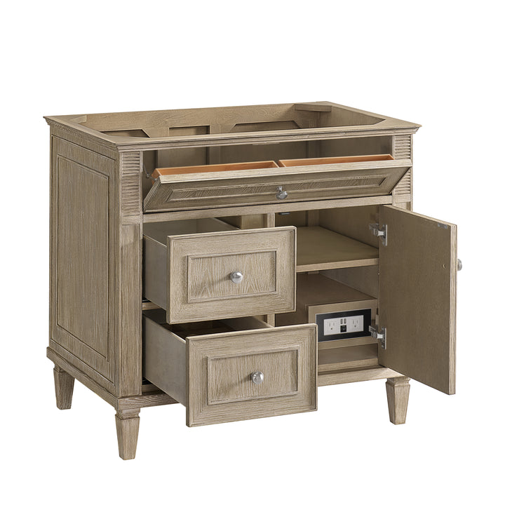 Lorelai 36" Single Vanity, Whitewashed Oak w/ 3 CM White Zeus Silestone Top