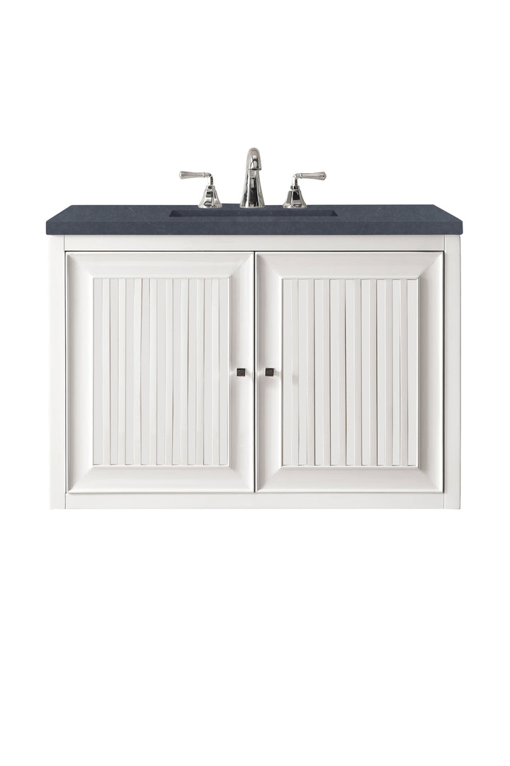 Athens 30" Single Vanity, Glossy White w/ 3 CM Charcoal Soapstone Silestone Top