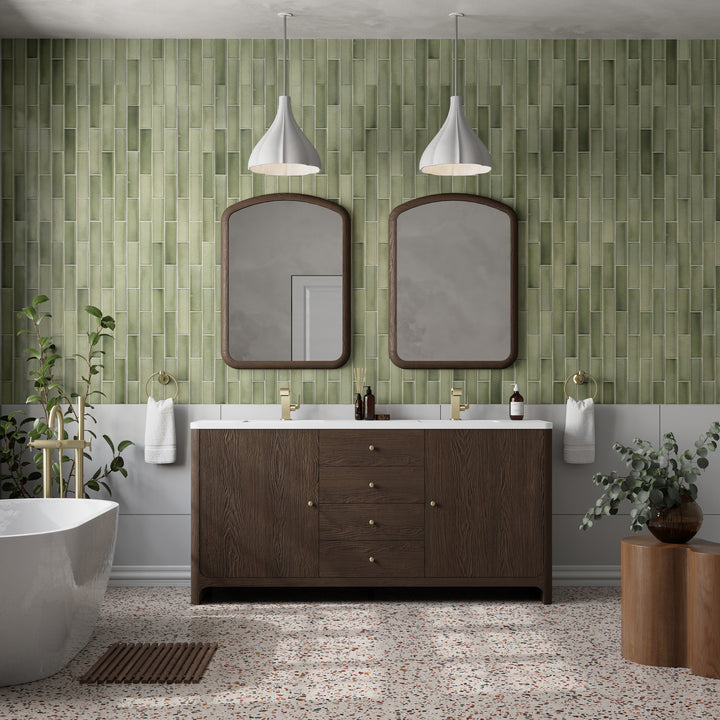 Gracyn 72" Double Vanity, Sable, w/ 3 CM White Zeus Quartz Top