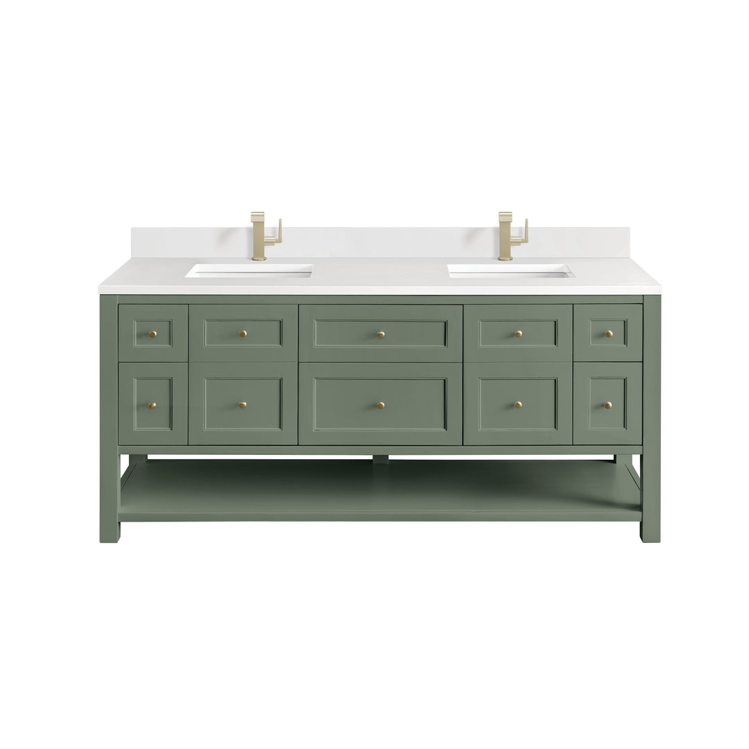 Breckenridge 72" Double Vanity, Smokey Celadon w/ Single Hole 3 CM White Zeus Top & Backsplash