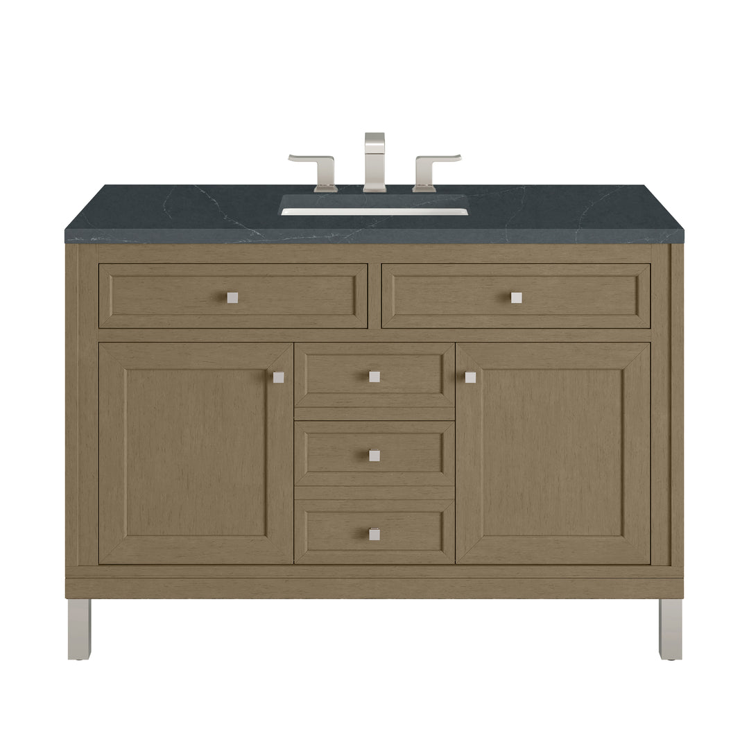 Chicago 48" Single Vanity, Walnut Whisper, w/ 3 CM Charcoal Soapstone Silestone® Top