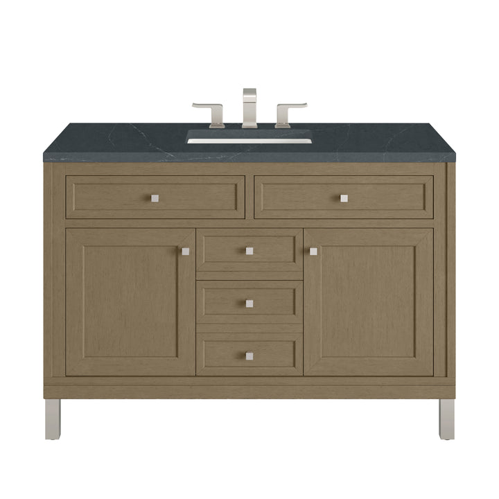 Chicago 48" Single Vanity, Walnut Whisper, w/ 3 CM Charcoal Soapstone Silestone® Top