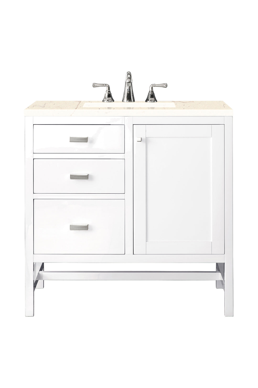 Addison 36" Single Vanity, Glossy White w/ 3 CM Eternal Marfil Top