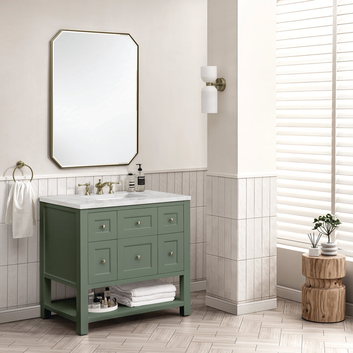 Breckenridge 36" Single Vanity, Smokey Celadon w/ 3 CM Victorian Silver Top
