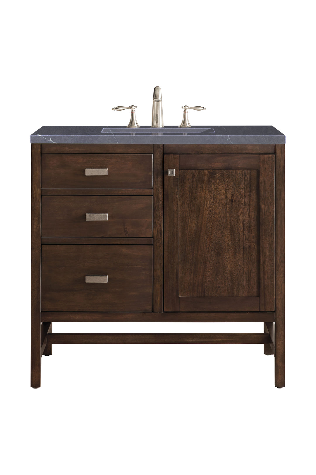 Addison 36" Single Vanity, Mid-Century Acacia w/ 3 CM Charcoal Soapstone Silestone Top