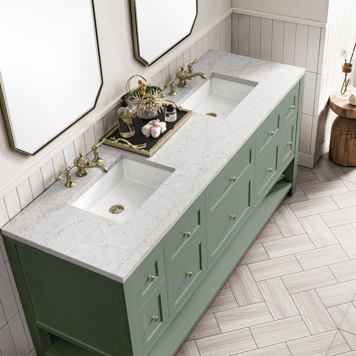 Breckenridge 72" Double Vanity Base Only, Smokey Celadon