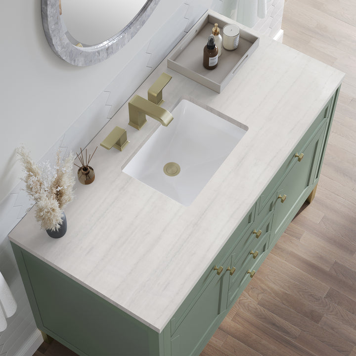 Chicago 48" Single Vanity, Smokey Celadon, w/ 3 CM Arctic Fall Solid Surface Top