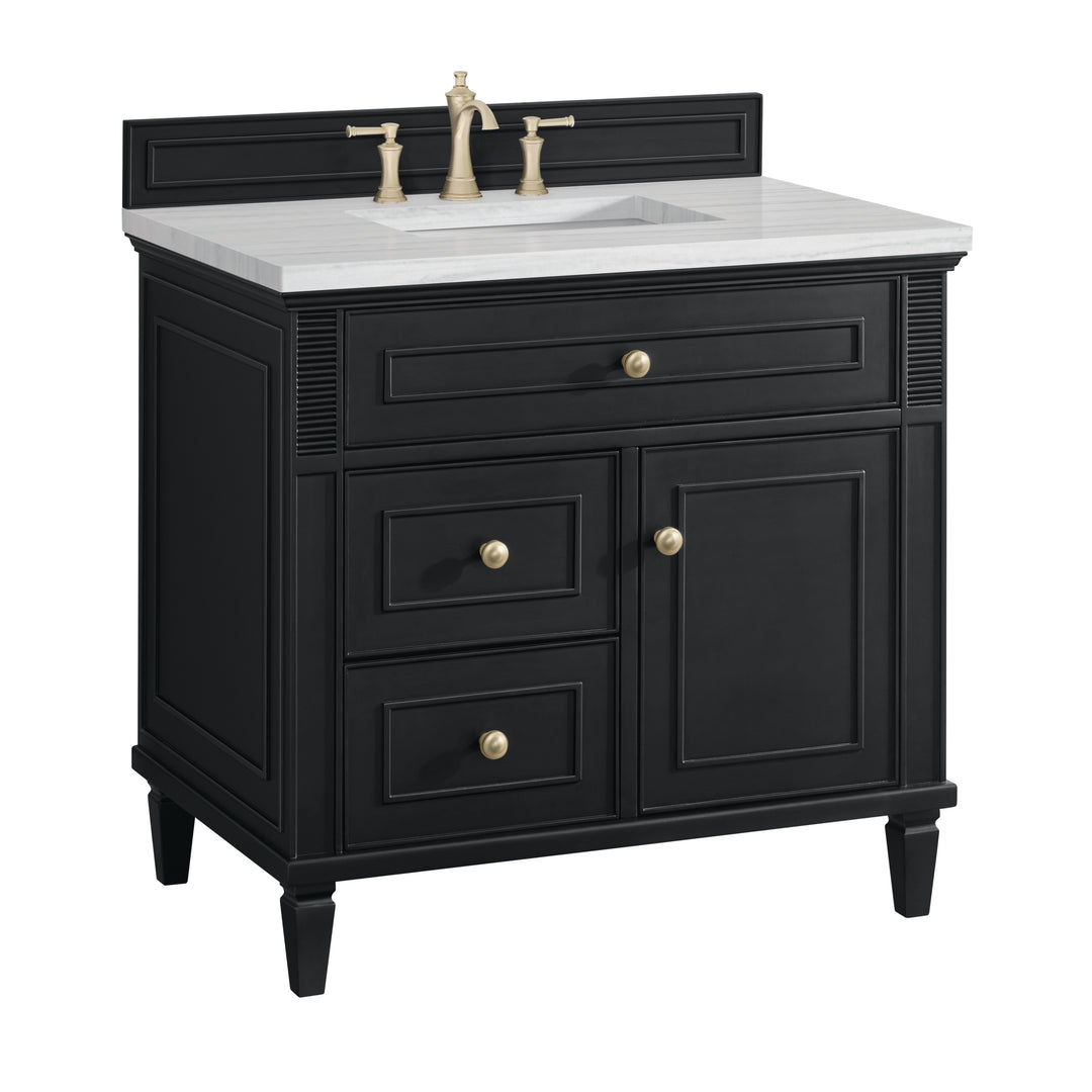 Lorelai 36" Single Vanity, Black Onyx w/ 3 CM Arctic Fall Solid Surface Top