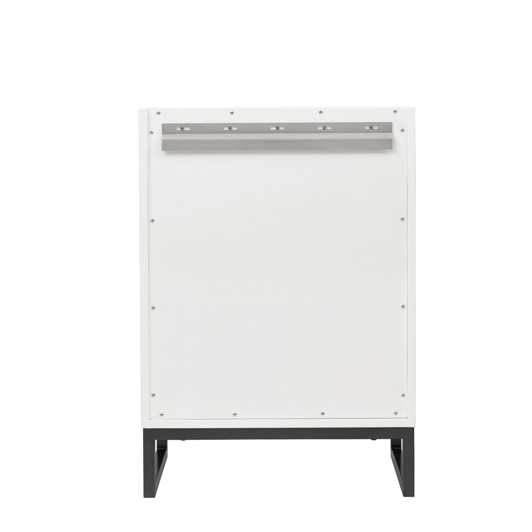 Chianti 24" Single Vanity, Glossy White, Matte Black, w/ White Glossy Composite Stone Top